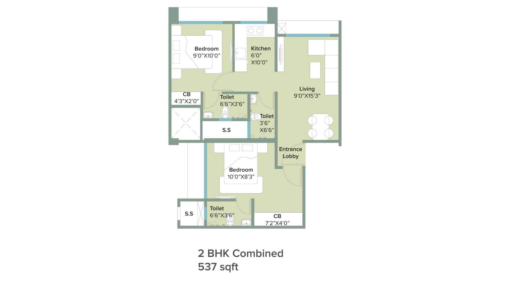 Marathon-NeoHomes-Narmada-Floor-Plan-2-BHK-Combined-537-Sqft